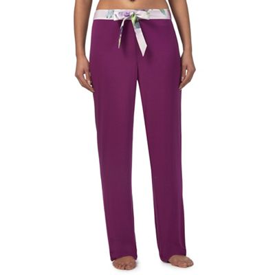 Purple 'Sunlit Floral' print trim pyjama bottoms